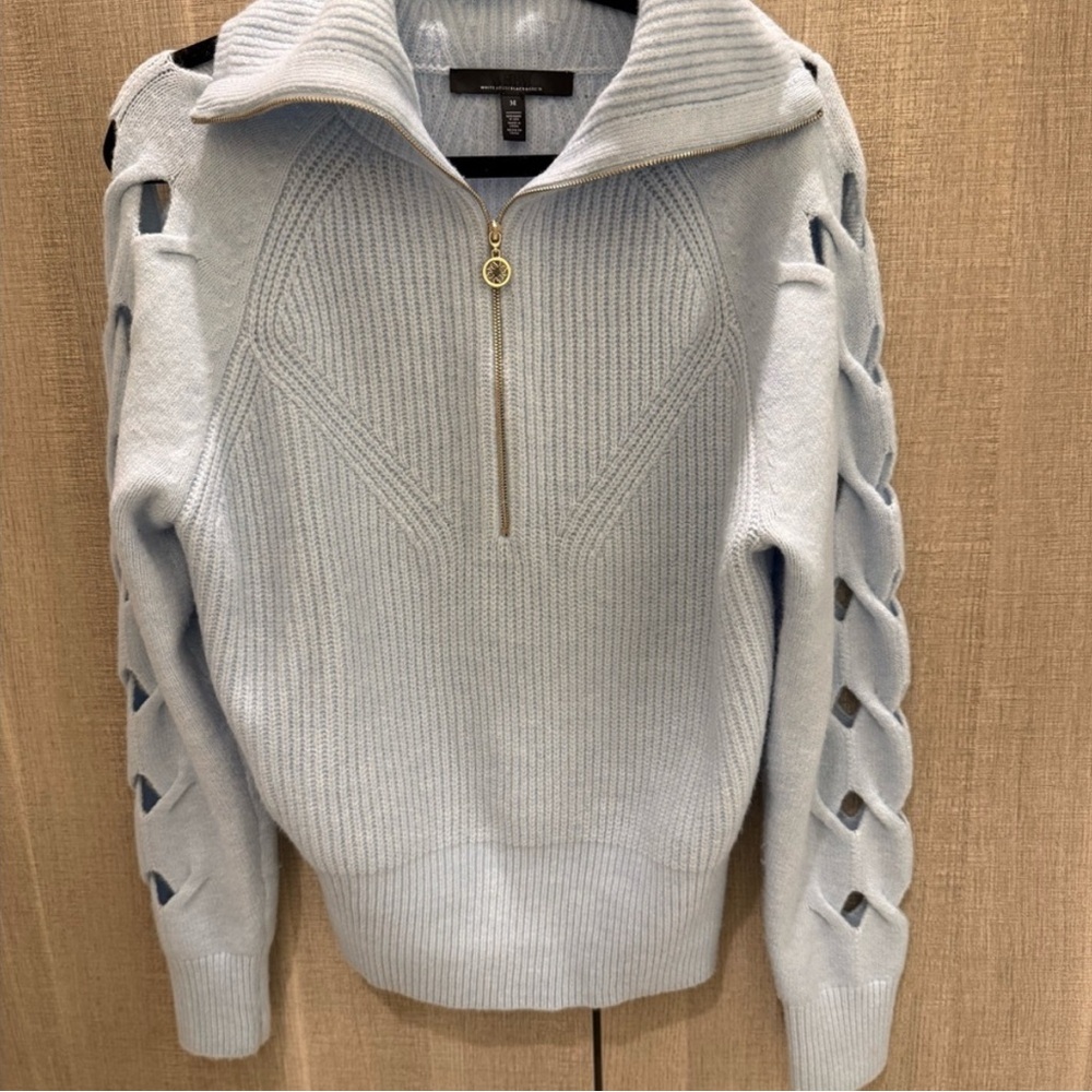 White House Black Market Light Blue Cowl Neck Sweater